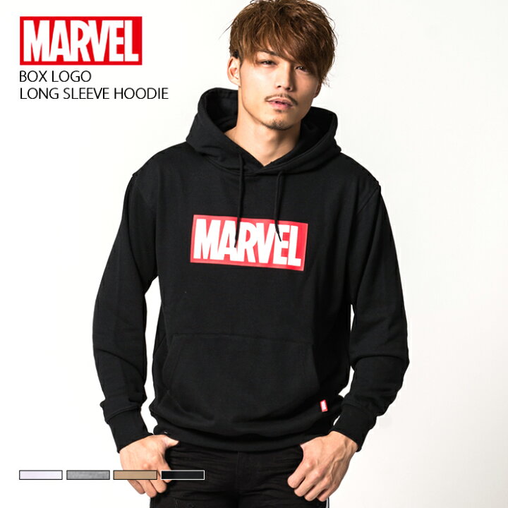 楽天市場 Marvel マーベル ボックスロゴプルパーカー メンズ ボックスロゴ プリント スウェット レディース ホワイト ビッグシルエット かっこいい おしゃれ ブランド 無地 男女兼用 通学 ストリート ホワイト ブラック グレー ベージュ 白 黒 M L Xl Ll ギフト 中学生
