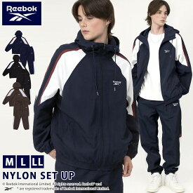 Reebok リーボック メンズ ウインドブレーカー 上下 セット セットアップ ナイロン 裏メッシュ スポーツウェア トレーニングウェア ランニング テニスウェア 運動着 ブランド ロゴ 大きいサイズ ゆったり カジュアル 部活 学生 2025FW 春 秋 karlas別注