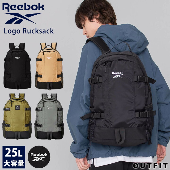 楽天市場 Reebok リーボック リュック 大容量 メンズ レディース 女子 選べるロゴ 通学 軽量 大容量 25l スポーツリュック リュックサック おしゃれ 旅行 登山 アウトドア ブランド おしゃれ 高校生 黒 カーキ スポーツリュック ビジネスリュック プレゼント