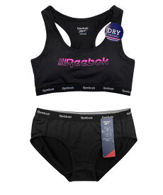 Reebok リーボック スポーツブラ ショーツ 上下セット ブランド 小学生 中学生 ジュニア ジュニアブラ 下着 女の子 ブラジャー 女児 ファーストブラ 吸汗 速乾 ドライ カップ付き カップ取り外し可能 150 160 165 無地 シンプル おしゃれ 学生 インナー 肌着 黒 白 紺