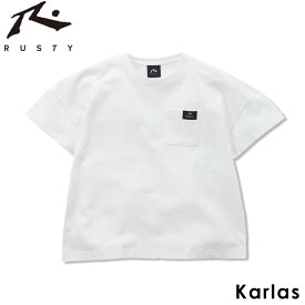 Tシャツ キッズ ジュニア 半袖 RUSTY ラスティ ブランド 春 夏 ロゴ 胸ポケット付き バックプリント クルーネック シンプル カジュアル 120 130 140 150