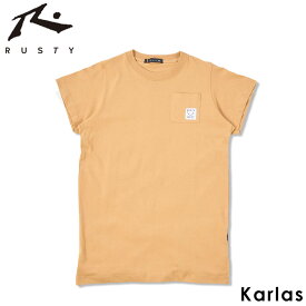 【40%OFFセール】 Tシャツ キッズ 半袖 RUSTY ラスティ ブランド 春 夏 ロング丈 女の子 ジュニア ワンピース 吸水速乾 ロゴ バックプリント クルーネック 白 ベージュ 120 130 140 150