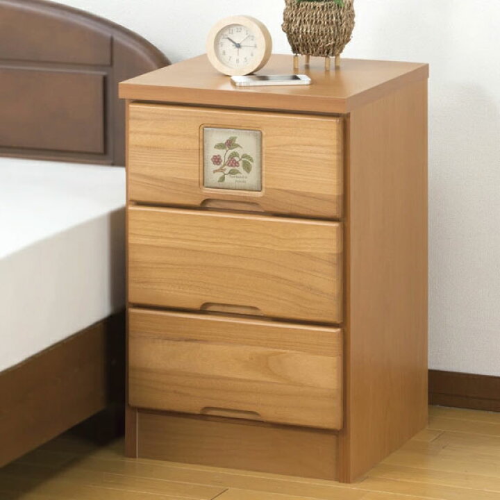 楽天市場】木製チェスト 3段 引き出し タイル付き 完成品 天然木 桐 