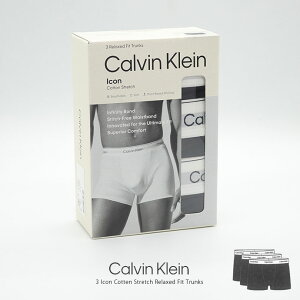 3���Z�b�g �{�N�T�[�p���c �J���o���N���C�� Calvin Klein �����Y NB4286 Icon Cotton Stretch 3 Pack Relaxed Trunks �g�����N�X ���� �p���c �{�N�T�[ ���� 3���p�b�N �A���_�[�E�G�A �R�b�g���X�g���b�` �g��