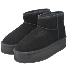 EMU Australia エミュ 厚底 ムートンブーツ W13159 PlatformMicro ウールブーツ メリノウール ムートン ブーツ 本革 レザー 対策 防寒 保温 ファー ボア ブラック レディース 靴