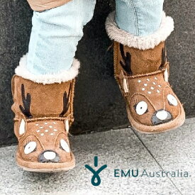EMU エミュー ベビー ムートンブーツ BABY Deer Walker B12077 シカ モチーフ ショートブーツ ファー ボア 女の子 新生児 赤ちゃん ファーストシューズ ベビーシューズ キッズ 子供用 靴 EMU Australia 【あす楽対応】