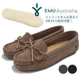 EMU エミュー モカシン Odessa Mini CC W12542 オデッサ ミニ モカシンシューズ ムートン ファー ボア ブラック レディース 靴 エミュ 日本正規品 EMU Australia 【あす楽対応】【大きいサイズ】