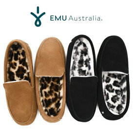 EMU エミュー モカシン Cairns W12719 Crossley Animal 2.0 クロスリー アニマル シープスキン ムートン ローファー ファー ボア フラットシューズ ブラック レディース 靴 エミュ EMU Australia 【あす楽対応】