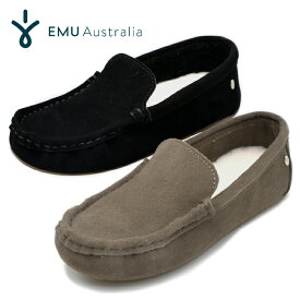 EMU Australia エミュ モカシン W13035 Odessa 2.0 スリッポン シープスキン ファー ムートン ファー ボア フラットシューズ ブラック レディース 靴【あす楽対応】【大きいサイズ】