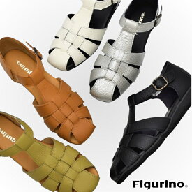 【ポイント10倍】Figurino フィグリーノ 幅広 3E 本革 グルカサンダル SP209 日本製 軽量 甲高 ワイズ ゆったり リラックス レザー 牛革 レディース 靴 ブラック 黒 婦人靴 ショップチャンネル