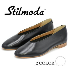 Stilmoda スティルモーダ フラットパンプス 7602 イタリア製 ラウンドトゥ 甲深 パンプス ブラック ホワイト バレエシューズ ぺたんこ靴 レディース 靴 【あす楽対応】