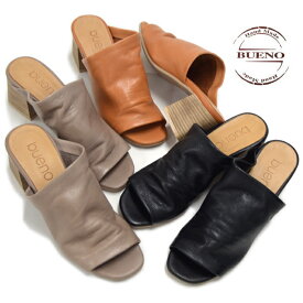 BUENO SHOES ブエノシューズ ミュール N1319 トルコ製 ウェッジソール オープントゥ サンダル レザー 本革 ブラック 黒 レディース 靴【あす楽対応】