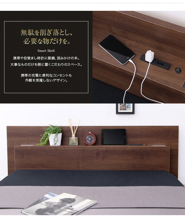 楽天市場】シングルベッド マットレス付き ヘッドボード完成品 ライト 