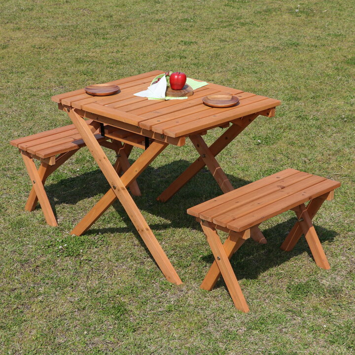 楽天市場】ガーデンテーブルセット 3点セット BBQテーブル&ベンチ 