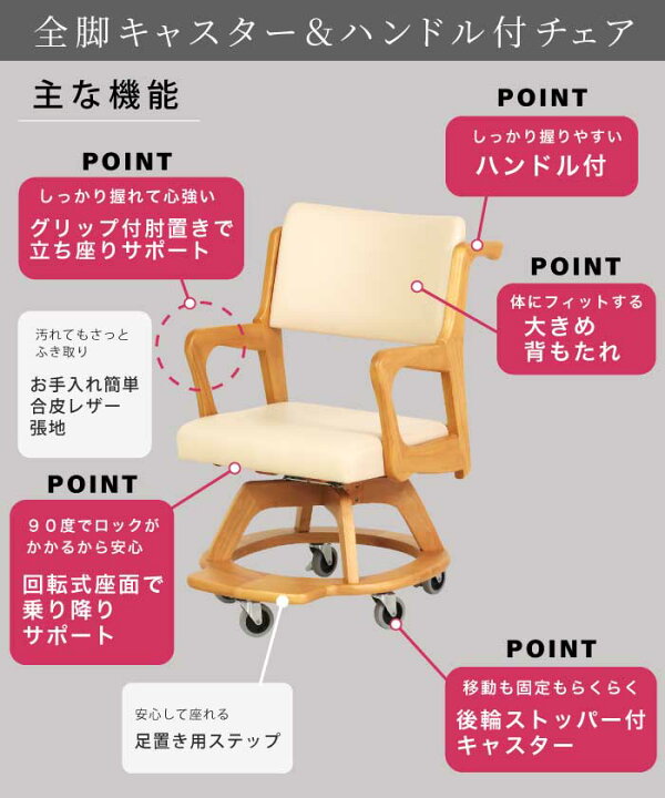 楽天市場】【P10倍】 室内用 車イス 介護椅子 回転式 キャスター付き 