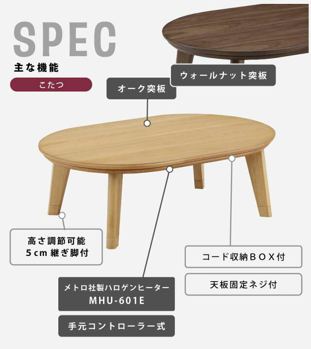 楽天市場】こたつ 幅120×80cm 単品 セット販売 ウォールナット突板 
