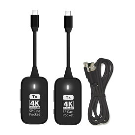 【新品/取寄品/代引不可】4K対応ワイヤレスプレゼンテーション(USB-C送信機2台セット) SPCASTPOCKET4K-C1SET