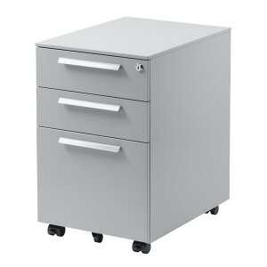 【新品/取寄品/代引不可】<別途送料>デスクワゴン キャビネット 3段 幅39cm 奥行き53.4cm 高さ60cm ダブルスライドレール ペントレー付属 鍵付き キャスター付き グレー SNW-106GY