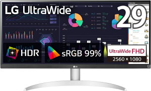 【新品/取寄品】29インチ ウルトラワイド液晶ディスプレイ(2560x1080/IPS/ノングレア/HDMI/DP/Type-C/スピーカー/チルト) 29WQ600-W