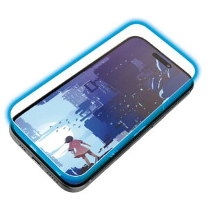 【新品/取寄品/代引不可】iPhone 16/iPhone 15ガラスフィルム/エッチングAR加工/動画映え/高透明/ブルーライトカット PM-A24AFLGARBL