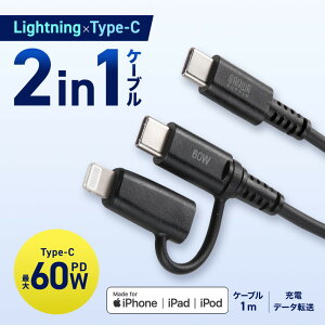 yVi/i/szUSB-CP[u 2in1 CgjOϊA_v^t PD60W [d/ʐM MFiKFؕi USB2.0 1m ubN KB-IPLTCCP6010BK