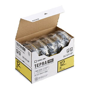 【新品/取寄品/代引不可】テプラ・プロ テープカートリッジ 5コ入り カラーラベル パステル 黄 12mm SC12Y-5P 1パック