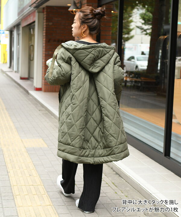 楽天市場 バックタックaライン中綿キルティングコート レディース アウター 冬 秋 きれいめ 暖かい 防寒 羽織り 上着 ジャンパー 長袖 カジュアル 無地 シンプル ロング丈 ミディアム丈 膝上 膝下 ゆったり 大きめ Real Style リアルスタイル