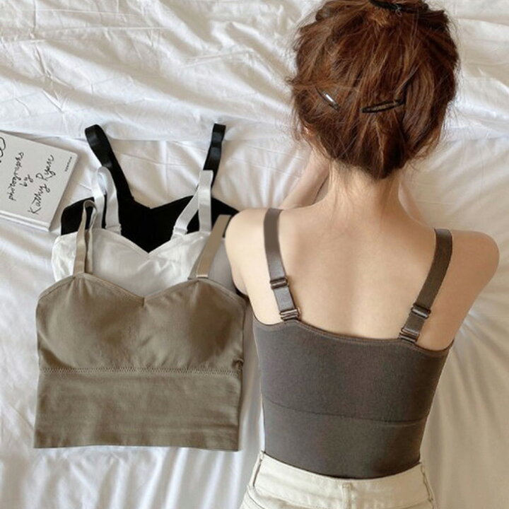 楽天市場 ハートネックカップ付きノンワイヤーブラトップ レディース インナー 下着 トップス キャミソール ショート丈 ストレッチ 伸縮性 ブラジャー 韓国ファッション おしゃれ かわいい シンプル 見せブラ 背中見せ メール便 Real Style リアルスタイル