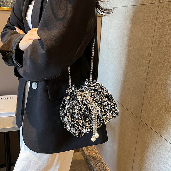 楽天市場】ミニ チェーンショルダー スパンコール バッグ レディース 