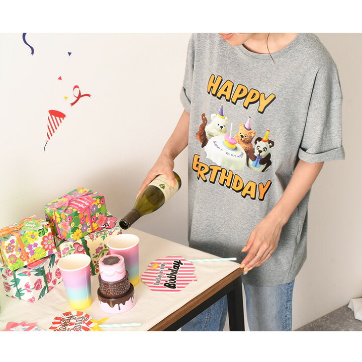 楽天市場】バースデープリントビッグTシャツ レディース トップス 