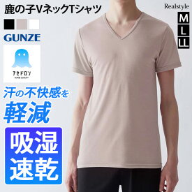 GUNZE グンゼ アセドロン 鹿の子 吸湿速乾 メンズ 半袖 Vネック インナー Tシャツ MCA715 メンズ トップス 肌着 下着 吸汗速乾 ドライ 通気性 抗菌 防臭 ストレッチ 紳士 男性 シンプル メール便