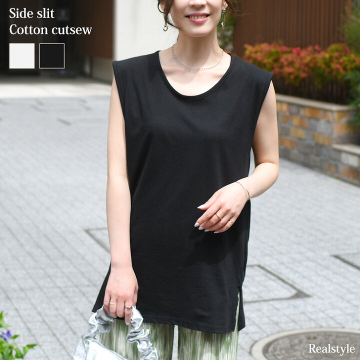 styling/ スタイリング サイドスリットノースリーブトップス  
