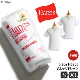 Hanes ヘインズ Japan Fit 2P VネックTシャツ 5.3oz H5355 メンズ レディース トップス 半袖 Tシャツ ブランド パックTシャツ インナー 2枚入り 2枚組 男性 紳士 白T