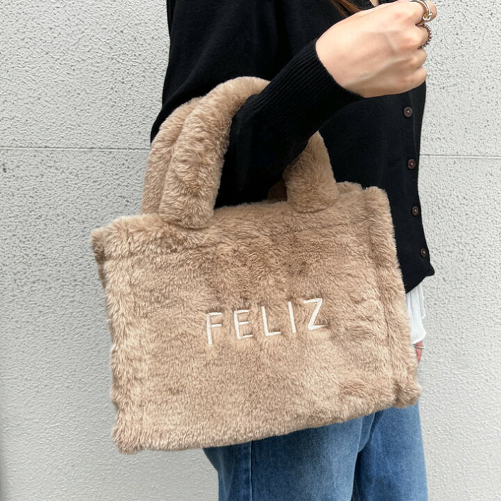 楽天市場】aristella フェイクファー ロゴ刺繍 スクエア トートバッグ 