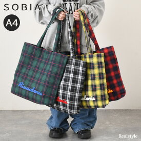 SOBIA ロゴ サガラ刺繍 軽量 チェック柄 トートバッグ レディース 軽い a4 大きめ 大容量 サブバッグ 肩掛け 肩がけ 手提げ マチ付き チェック 刺繍 ハンドバッグ 通勤 通学 おしゃれ かわいい メール便 2512ss