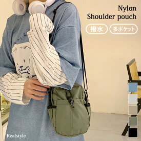 選べる5カラー多収納ポケット撥水ナイロンショルダーポーチ メンズ レディース バッグ ショルダーバッグ ポーチ 小物入れ 肩掛け 斜めがけ 軽量 軽い 小さめ 小さい 収納 おしゃれ カジュアル アウトドア メール便