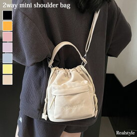 刺繍フロントポケット2way撥水巾着ミニショルダーバッグ レディース バッグ ハンドバッグ ポーチ 小物入れ 肩掛け 斜めがけ 軽量 軽い 小さめ 小さい マチ広 スマホ 収納 おしゃれ カジュアル アウトドア メール便
