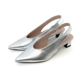 送料無料 パンプス 走れる 履きやすい 走れるパンプス レディース スリングバックパンプス バックストラップ 変形ヒール やわらかい 痛くない ポインテッドトゥ メタリック きれいめ ゴールド 21.5cm 26cm