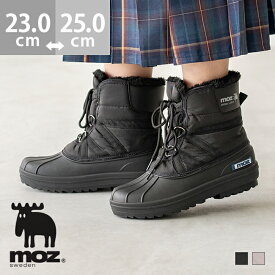 送料無料 moz モズ スノーブーツ レディース ボア ファー 撥水 防水 防寒 すべらない レースアップ あたたかい 雪 ラバーソール キャンプ アウトドア 厚底 紐あり ショートブーツ 雪靴