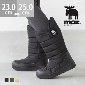 送料無料 moz モズ ブーツロングブーツ 厚底 裏ボア 冬 ロング ロング丈 膝下 防寒 暖かい 保温 防水 すべりにくい パデット スノーブーツ レディース ボア ダウンブーツ 防寒靴 23cm 25cm