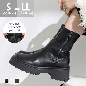 【クーポンで1000円OFF】 送料無料 ブーツ ショートブーツ レディース 6cmヒール 厚底 ストレッチ 防寒 ストレッチブーツ 厚底ブーツ すべりにくい 痛くない 歩きやすい 疲れにくい ラウンドトゥ きれいめ おしゃれ 袴 着物 旅行 最強配送