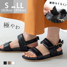 1/16 9:59マデ 1999円 送料無料 ストラップサンダル 脱げない レディース サンダル ローヒール やわらかい 痛くない ラウンドトゥ 脱ぎ履き簡単 面ファスナー パデットサンダル きれいめ おしゃれ ssa ssb