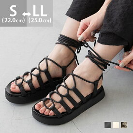 1/16 9:59マデ 1700円 送料無料 スポーツサンダル レディース ヒール5センチ 厚底 すべりにくい 痛くない 歩きやすい ラウンドトゥ レースアップ リボン 紐 アレンジ フラット ストラップサンダル 編み上げ おしゃれ 最強配送 ssa ssb