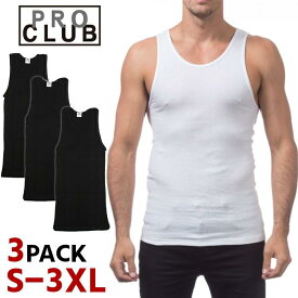 PRO CLUB タンクトップ メンズ 無地 大きいサイズ プロクラブ タンクトップ (3枚入り) 3piece TANK TOP (A-Shirts) #112 USA ブランド ファッション（ホワイト 白）インナー #112 S M L XL【ネコポス】