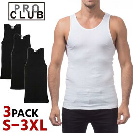 PRO CLUB タンクトップ メンズ 無地 大きいサイズ プロクラブ タンクトップ (3枚入り) 3piece TANK TOP (A-Shirts) #112 USA ブランド ファッション（ホワイト 白）インナー #112 S M L XL