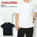 半袖Tシャツ メンズ レディース ユナイテッドアスレ 無地 United Athle ユニセックス ヘンリーネック Tシャツ 大きいサイズ ブラック 黒 ホワイト 白 グレー 5004-01