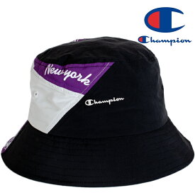 パッチワークハット チャンピオン ハット CHAMPION バケットハット ロゴ SS カジュアル ブラック 黒 白 ホワイト メンズ 帽子