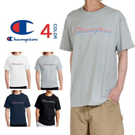 CHAMPION チャンピオンTシャツ Tシャツ メンズ ビッグロゴ 半袖Tシャツ USAモデル 大きいサイズ 黒 ブラック ホワイト 白 レッド グレー 赤 パープル ネイビー イベント お揃い 袖ワッペン スクリプトロゴ