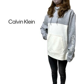 カルバンクライン カラーブロックフーディー パーカー スウェット Calvin Klein メンズ レディース ユニセックス ブランド ホワイト ブラック 黒 白 裏起毛 大きいサイズ コットン プルオーバー 40cm289