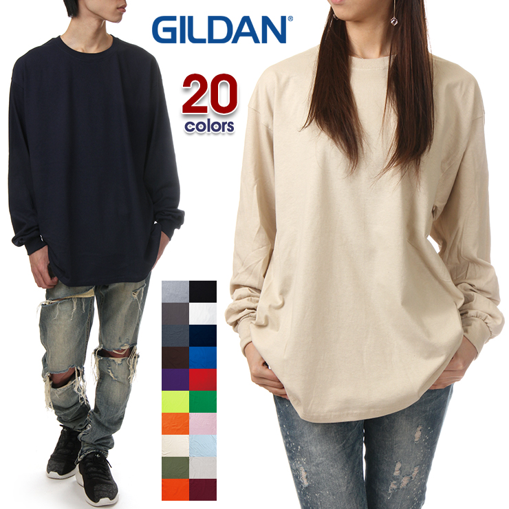 ギルダン 長袖Ｔシャツ メンズ 無地 GILDAN ロングスリーブＴシャツ ロンT USAモデル 大きいサイズ 黒 ブラック 赤 グレー ネイビー  ブルー 青 ホワイト 白 USAモデル | アメカジストア